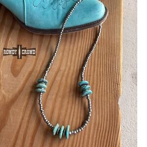 Frontier Necklace | Silver Bead & Turquoise Stone Western Necklace